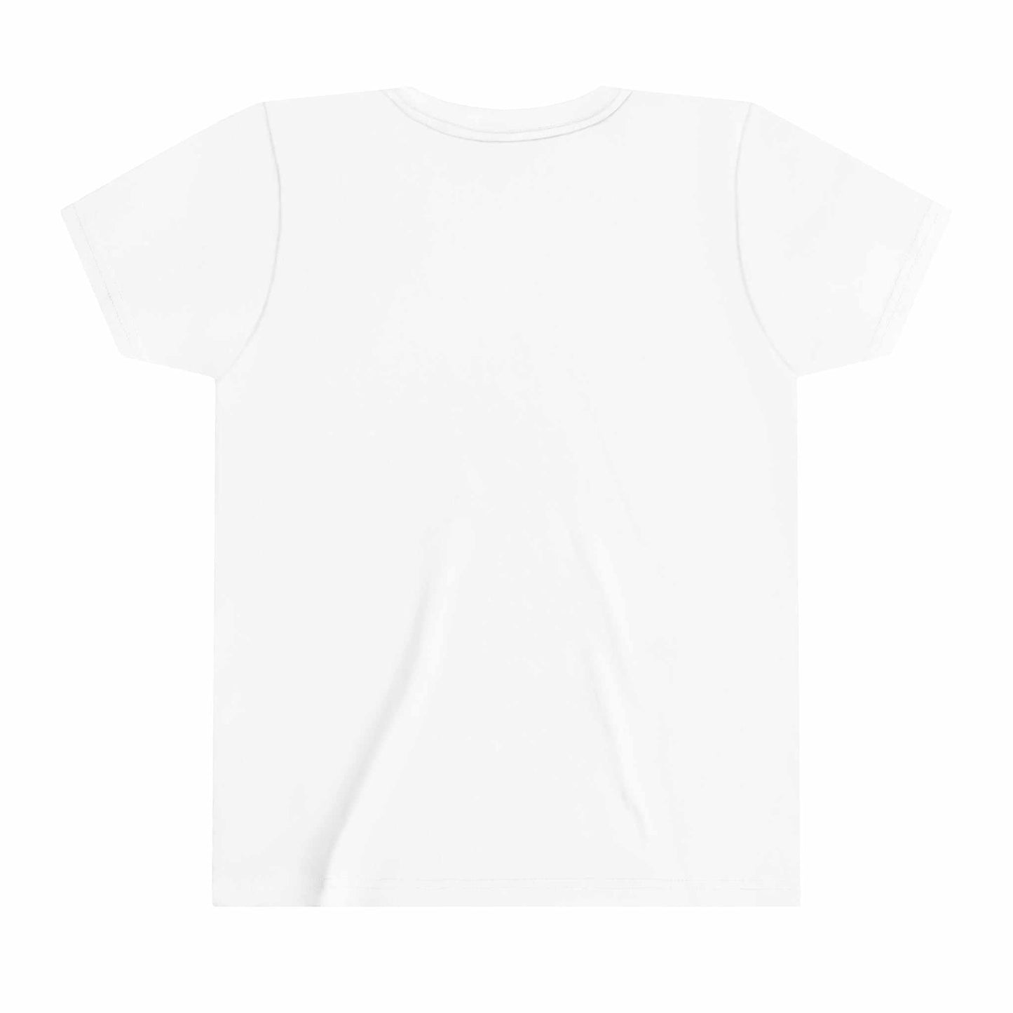 Youth short sleeve tee in white, 100% ring-spun cotton, lightweight and comfortable fit.
