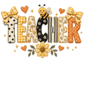 Fall Teacher Bee DTF print design for shirts and accessories with vibrant colors and cold peel transfer technique