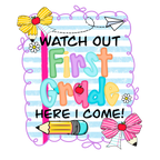 Watch Out Kindergarten youth DTF print design with colorful text