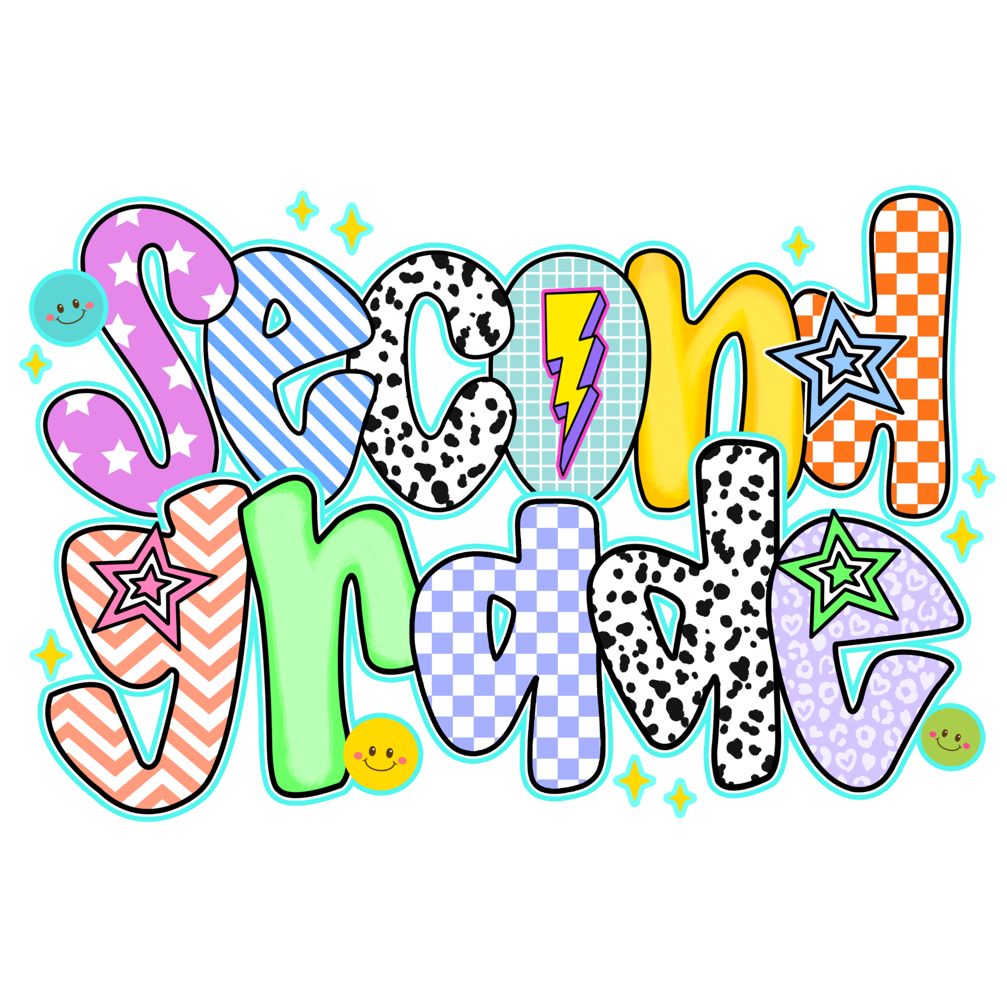 Back to School Preppy Doodle Youth DTF Print featuring Watch Out Kindergarten design for Pre-K to 5th Grade