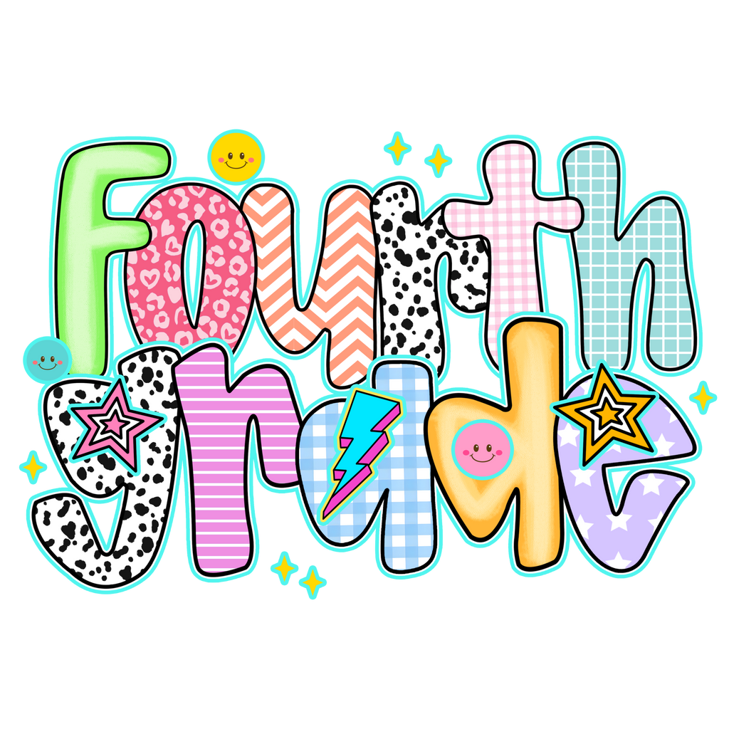 Back to school preppy doodle with Watch Out Kindergarten design for Pre-K to 5th Grade DTF prints
