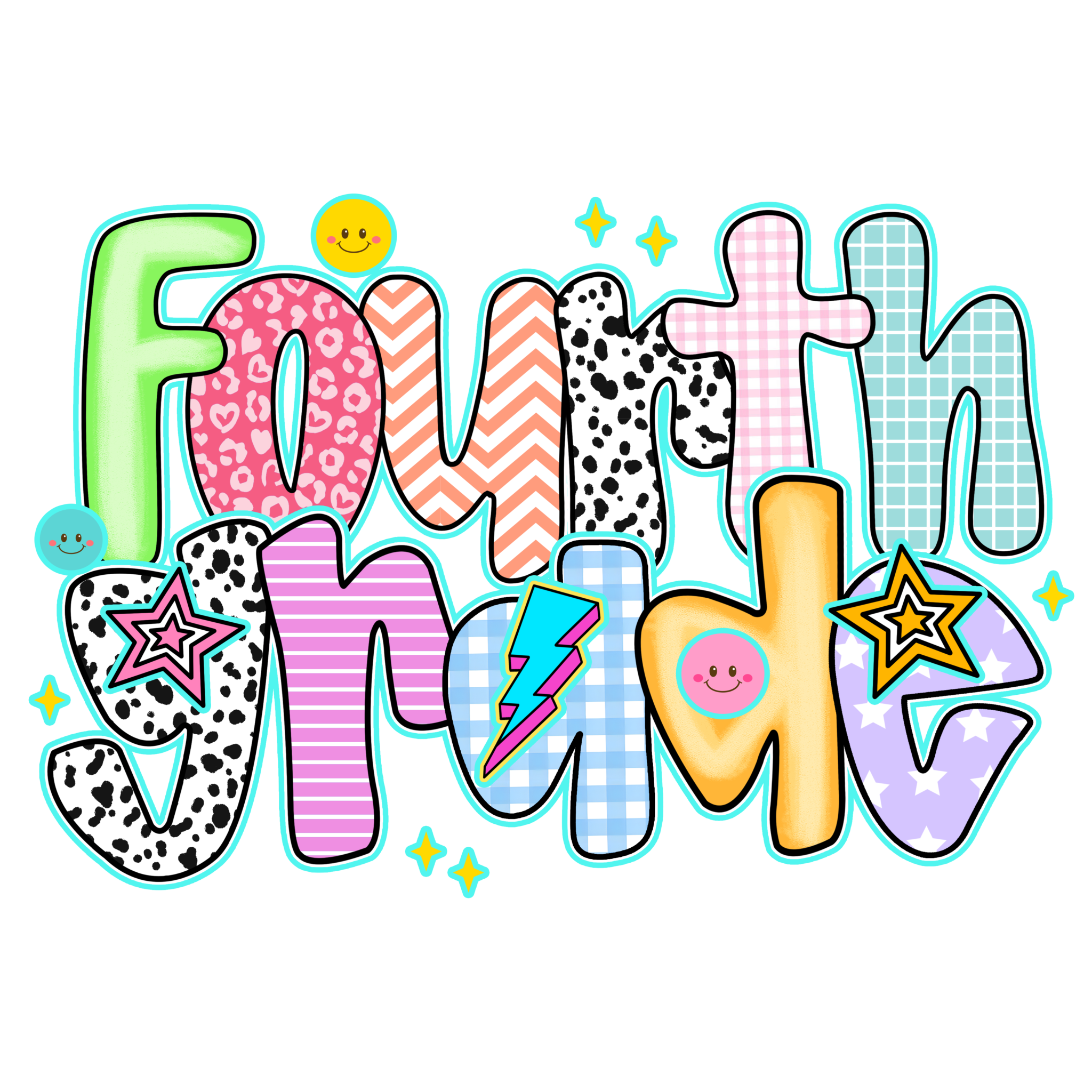Back to school preppy doodle with Watch Out Kindergarten design for Pre-K to 5th Grade DTF prints