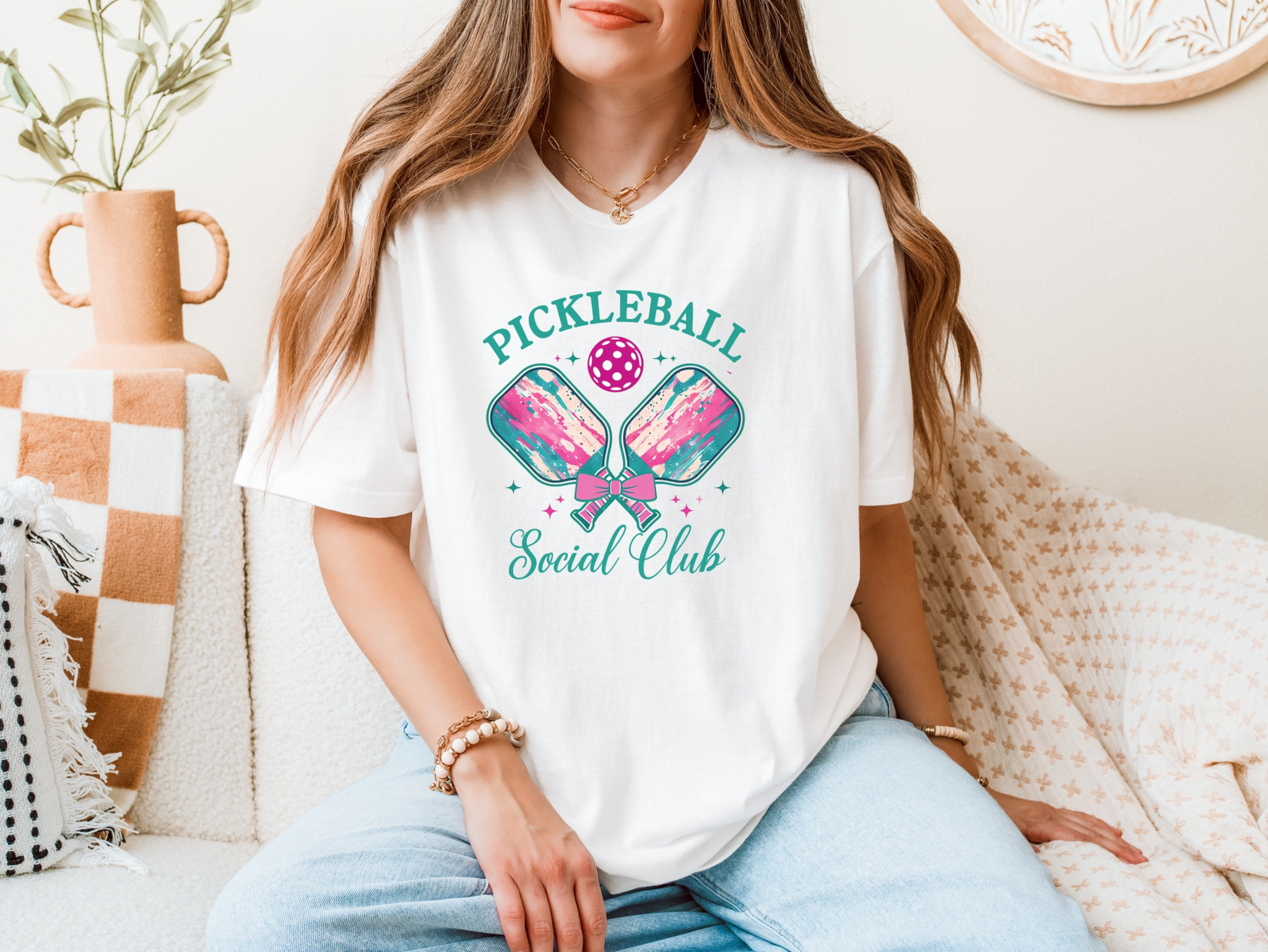 Pickleball Social Club unisex softstyle shirt for female featuring bold graphic design.