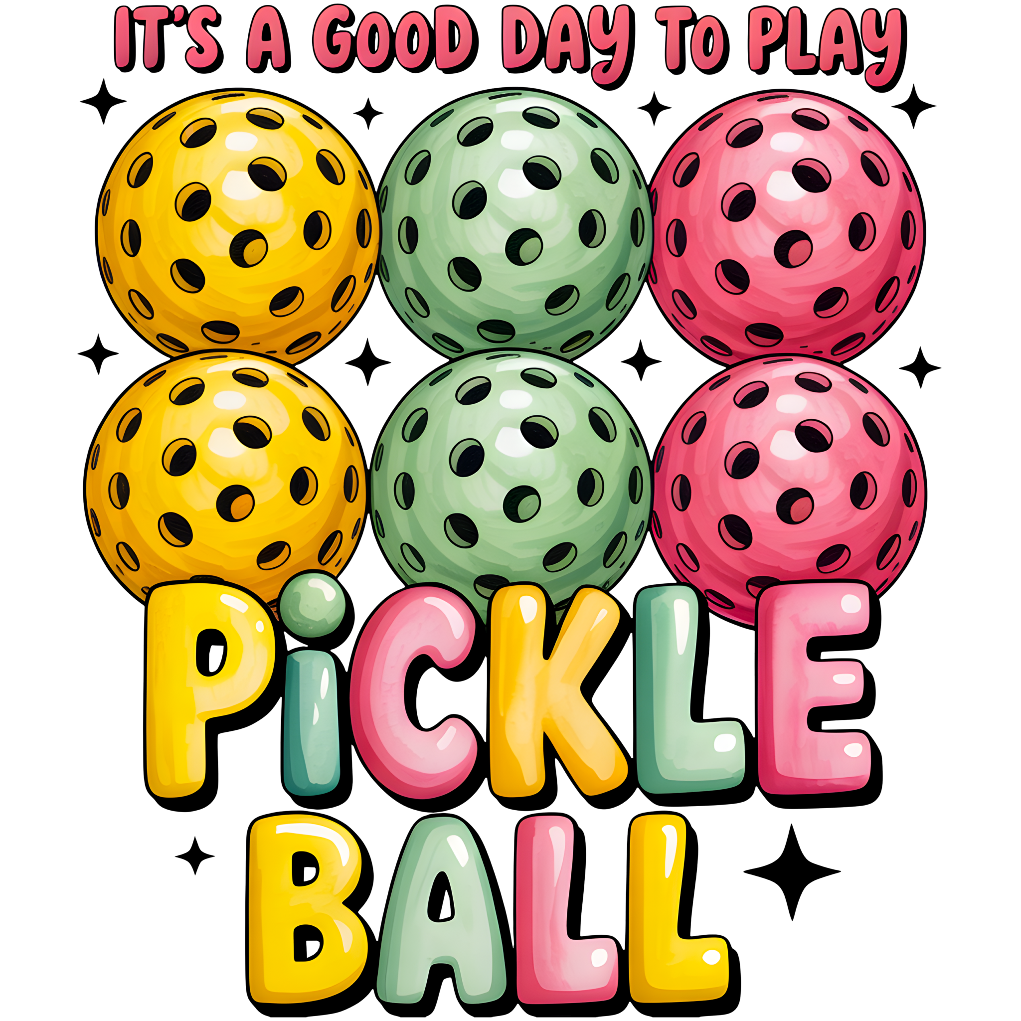 It's A Good Day to Play Pickleball DTF Print with bold colorful text