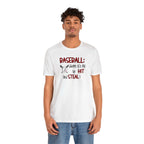 Unisex Jersey Short Sleeve Tee with baseball graphic on front, soft cotton, retail fit.