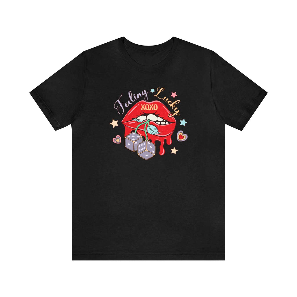 Valentine's Day T-Shirt with lip and dice design for partners.