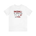 Unisex jersey short sleeve tee with baseball-themed print, soft cotton, classic fit.