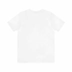 Unisex jersey short sleeve tee in white, soft cotton with ribbed knit collars, retail fit.