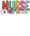 Multi-color nurse graphic with blue uniform DTF print