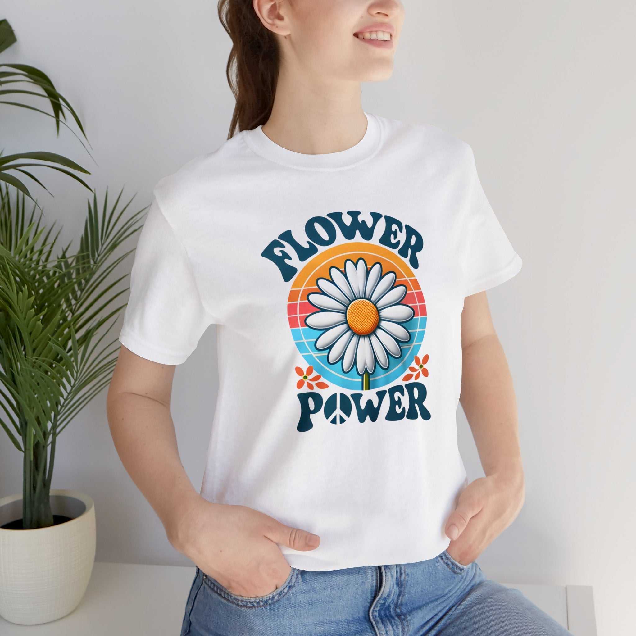 Hippee Flower Power BOHO shirt with colorful floral design, perfect for embracing '60s bohemian vibes.