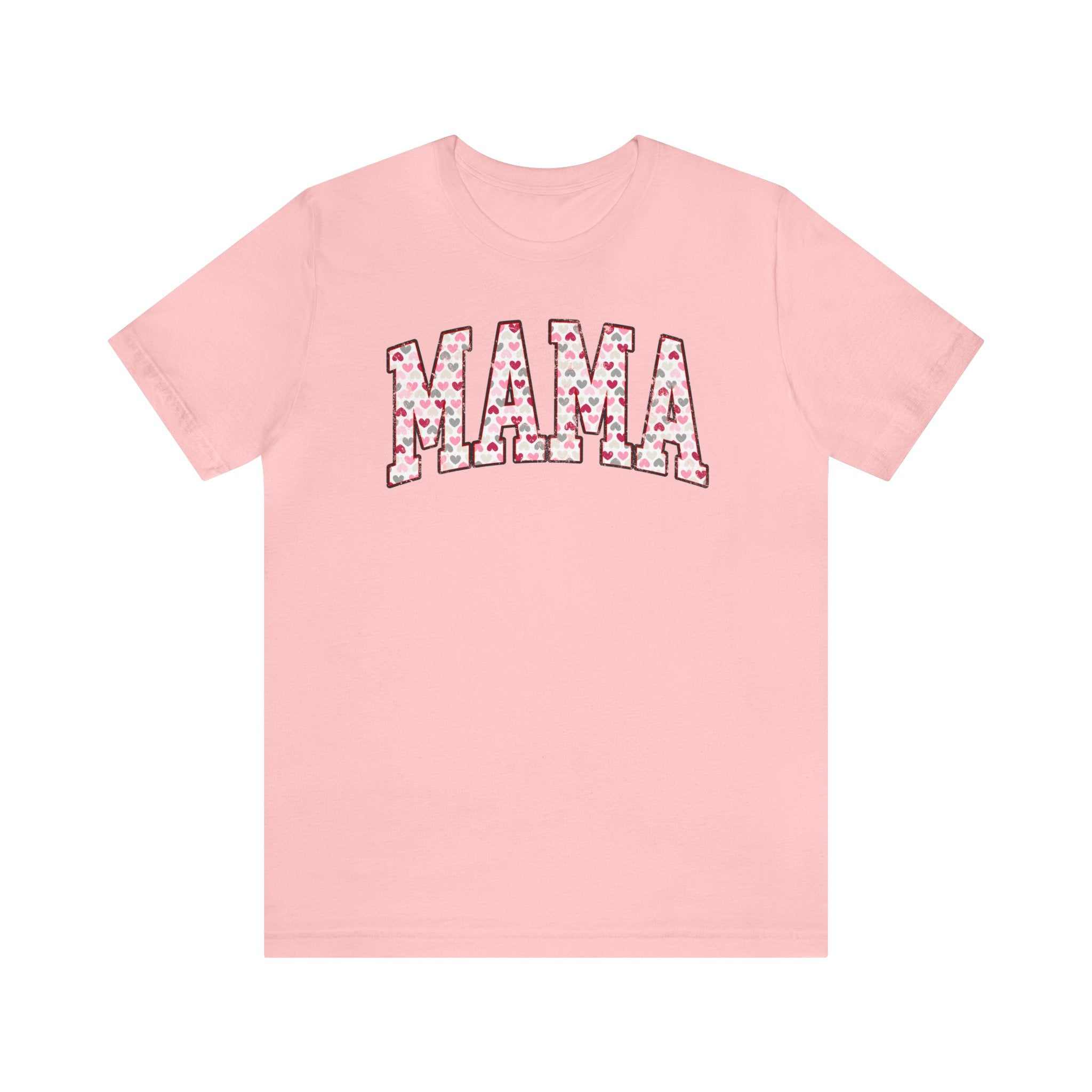 Pink MAMA Valentine's Day T-shirt celebrating mothers and loved ones.