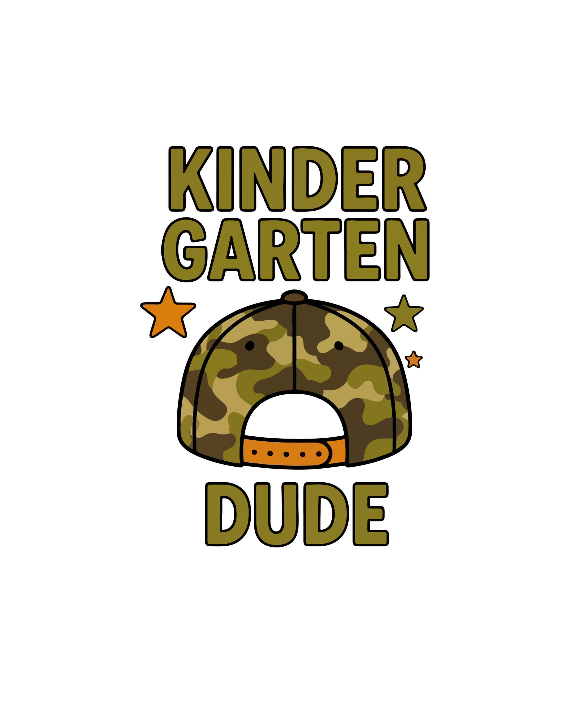 Youth retro camo hat with Watch Out Kindergarten design for Pre-K to 5th Grade DTF prints