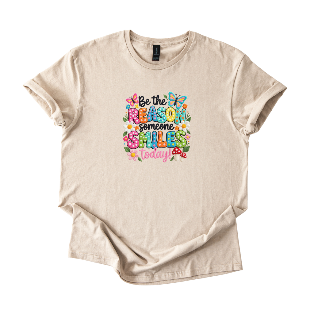 Be The Reason Someone Smiles uplifting softstyle shirt with positive message design