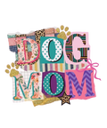 Colorful Dog Mom Floral Patchwork t-shirt with vibrant floral patterns and paw prints for proud pet lovers