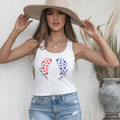 I Love America Racerback Tank with patriotic red, white, and blue star design.