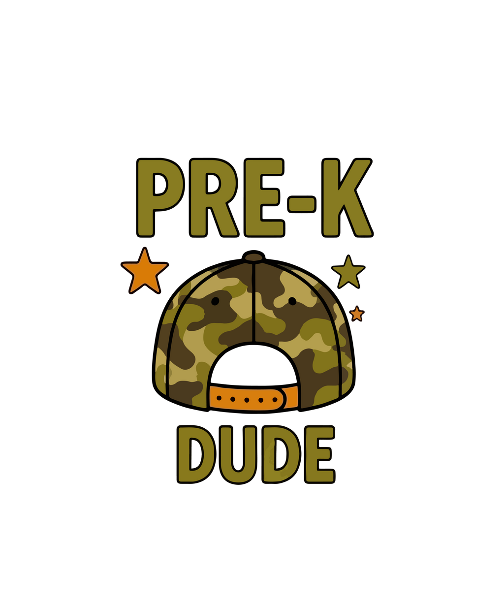 Retro camo hat for youth with Watch Out Kindergarten design DTF prints Pre-K to 5th grade