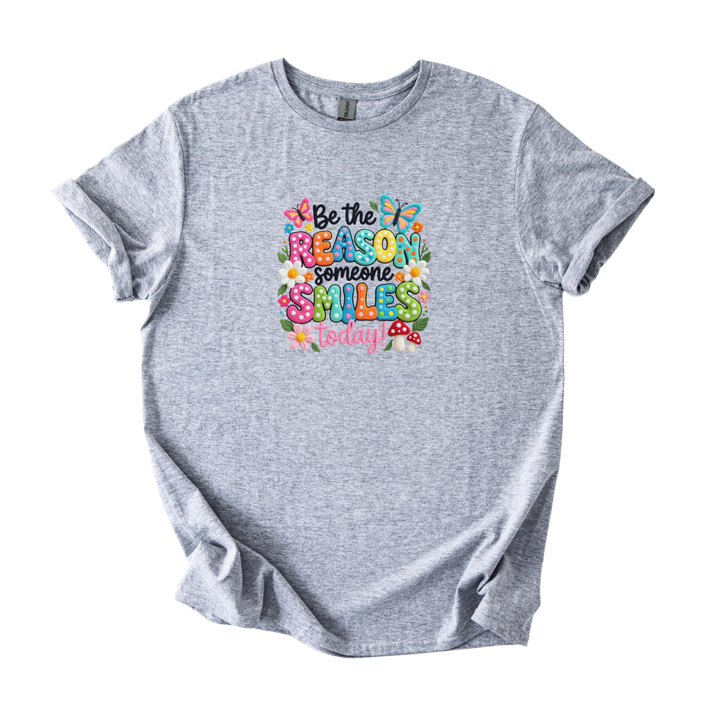 Be The Reason Someone Smiles uplifting softstyle shirt promoting kindness and positivity