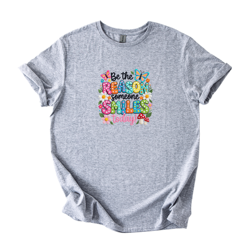 Be The Reason Someone Smiles uplifting softstyle shirt promoting kindness and positivity