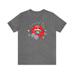 Valentine's Day T-Shirt with "Feeling Lucky" design, gray color, unisex fit.