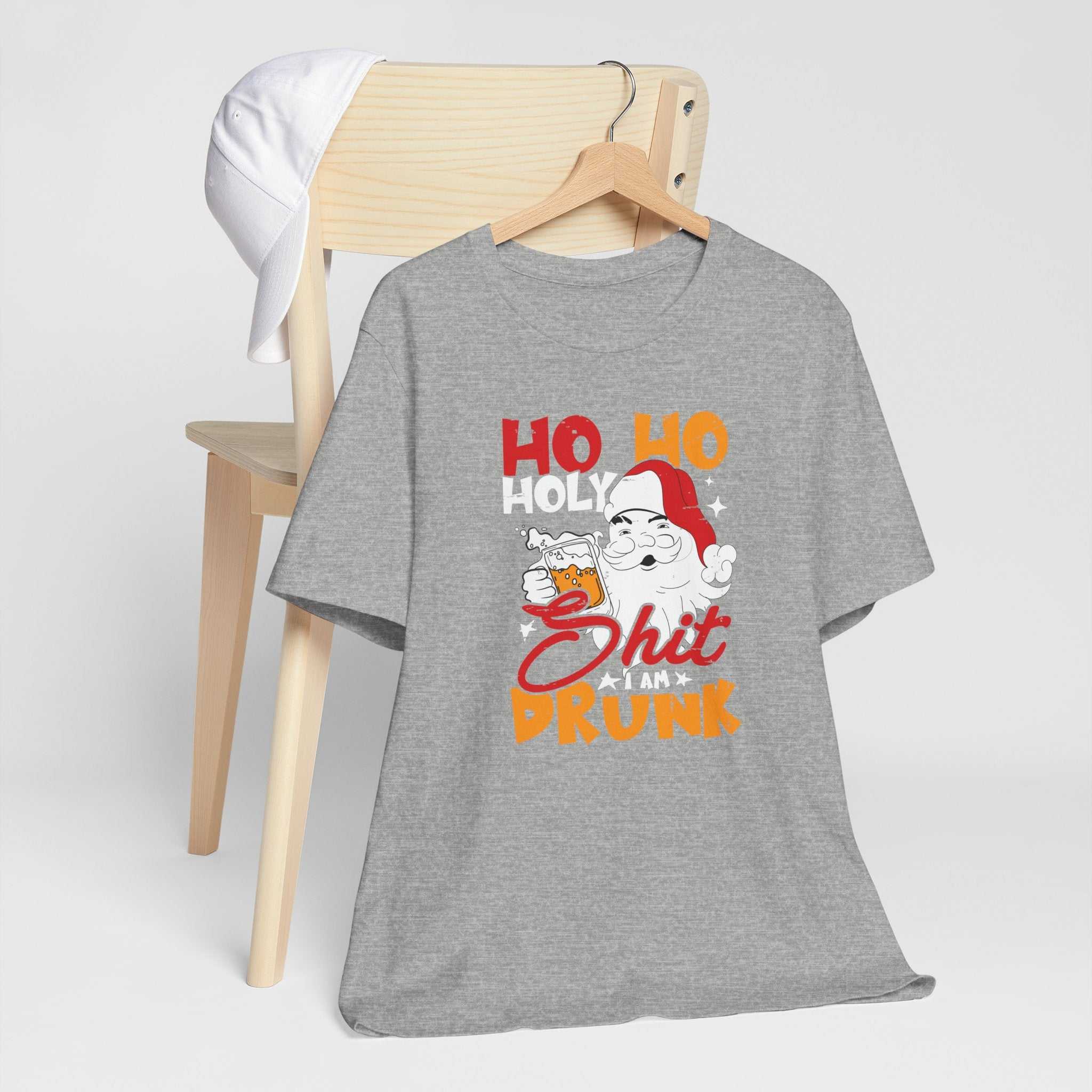 Holiday Funny Alcohol Drunk Santa Xmas Grey Shirt