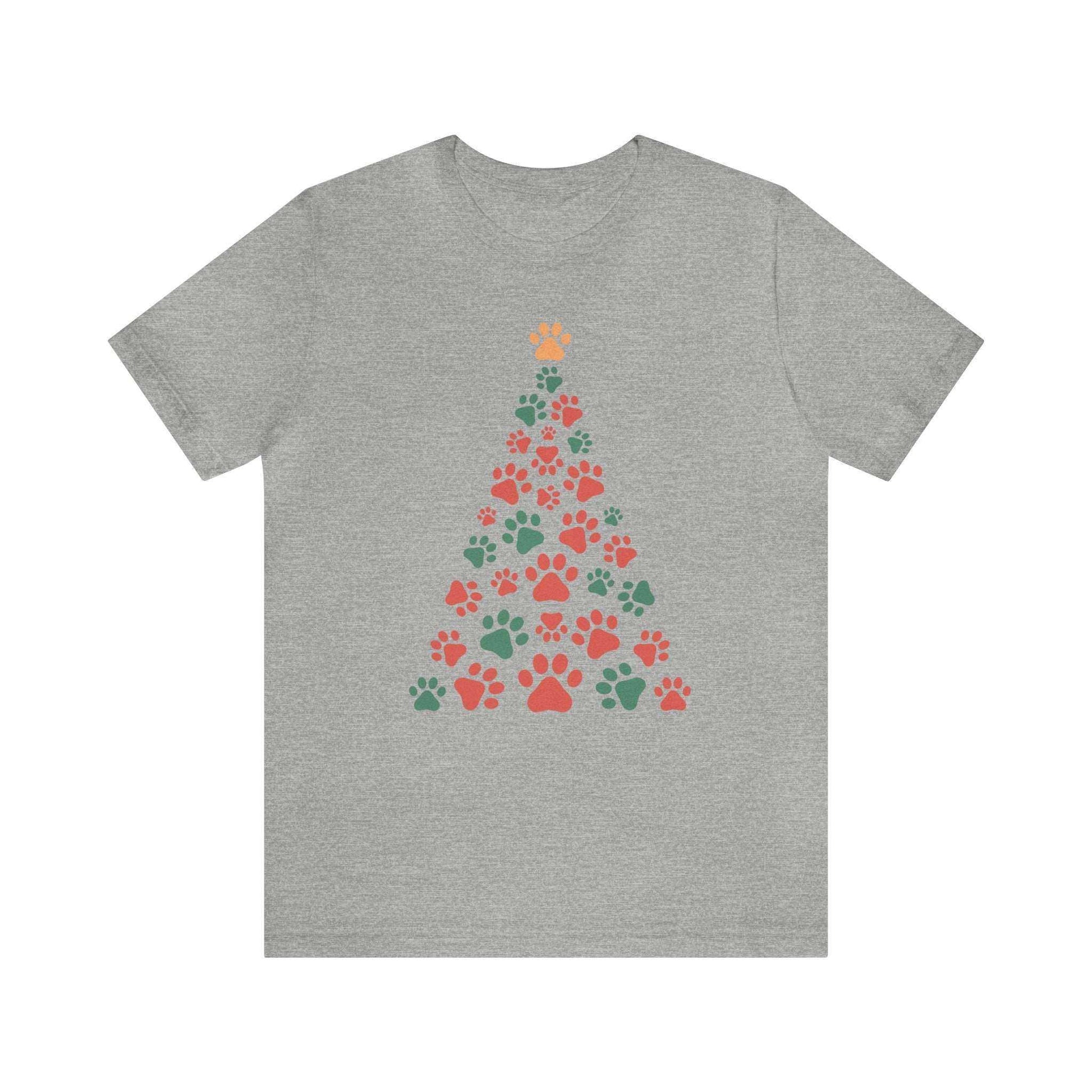 Christmas Tree with Dog Paws Unisex Bella Canvas 3001 T-ShirtIntroducing our festive Holiday Dog Paw Christmas Tree T-shirt—a delightful blend of yuletide charm and canine cuteness! Picture this: a lush evergreen Christmas treCyndee Cee Creations