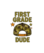 Retro camo hat for kids with Watch Out Kindergarten design, Pre-K to 5th grade DTF prints