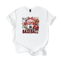 No Crying in Baseball shirt with baseball graphics and playful bow detail for game day fans and baseball moms