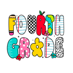 Watch Out Kindergarten retro doodle back to school youth DTF prints for 1st to 4th grade
