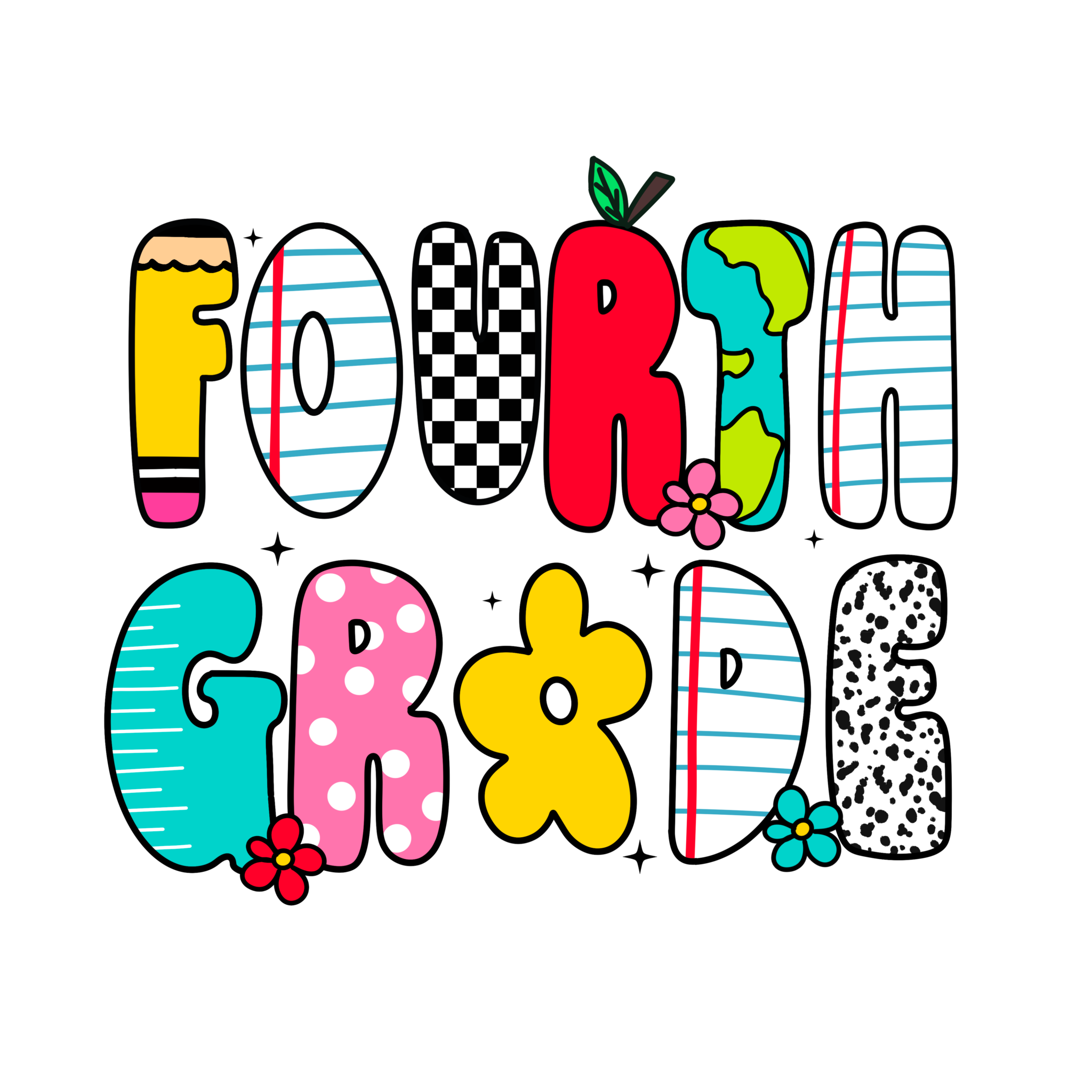 Watch Out Kindergarten retro doodle back to school youth DTF prints for 1st to 4th grade