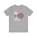 Gray unisex tee with distressed cat graphic and humorous mental health message.