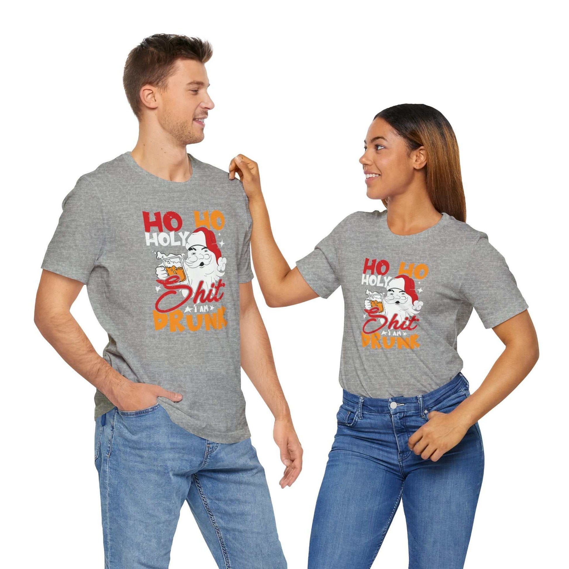 Holiday Funny Alcohol Drunk Santa Xmas Grey Shirt