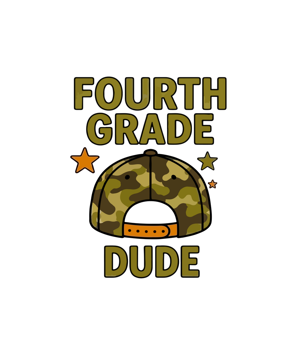 Retro camo hat for youth with Watch Out Kindergarten design, Pre-K to 5th grade DTF prints