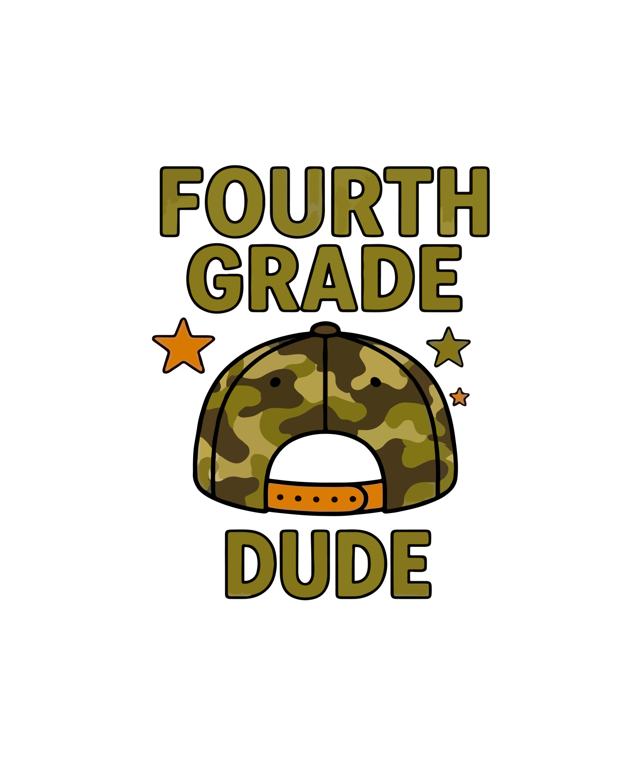 Retro camo hat for youth with Watch Out Kindergarten design, Pre-K to 5th grade DTF prints