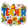 Watch Out Kindergarten colorful teacher-themed DTF print for apparel customization