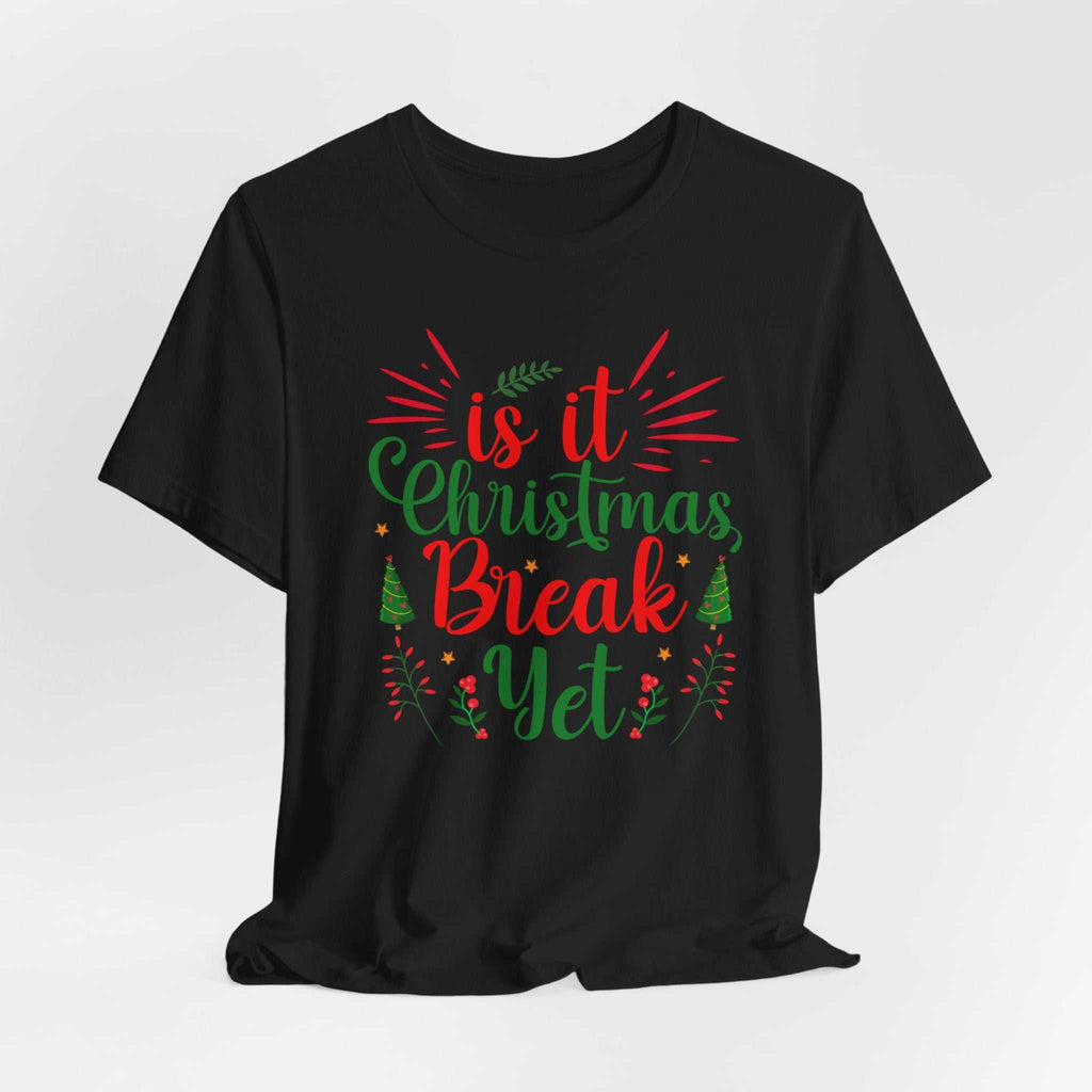 Christmas Break shirt for teachers with festive holiday design, black tee