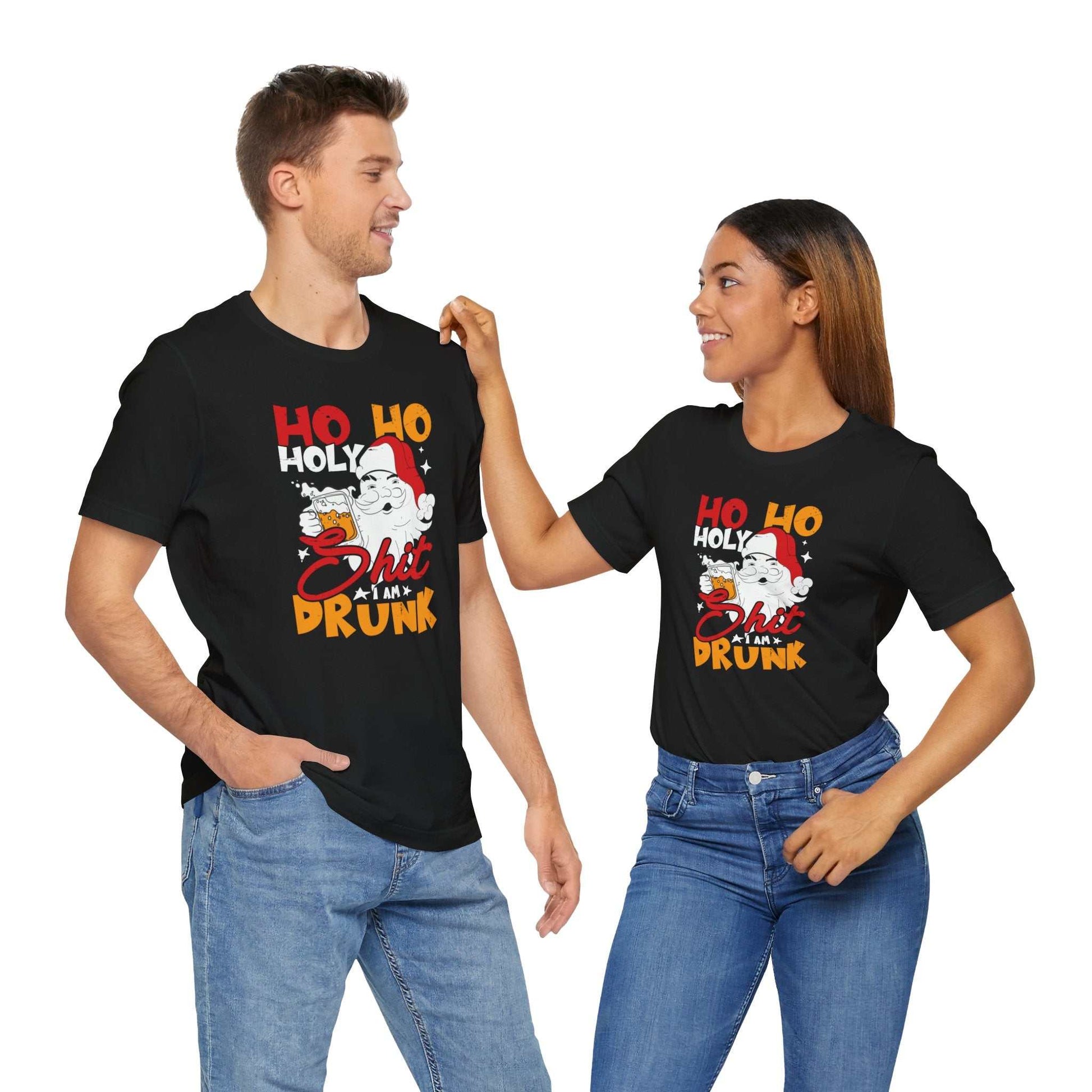 Holiday Funny Alcohol Drunk Santa Xmas Black Shirt