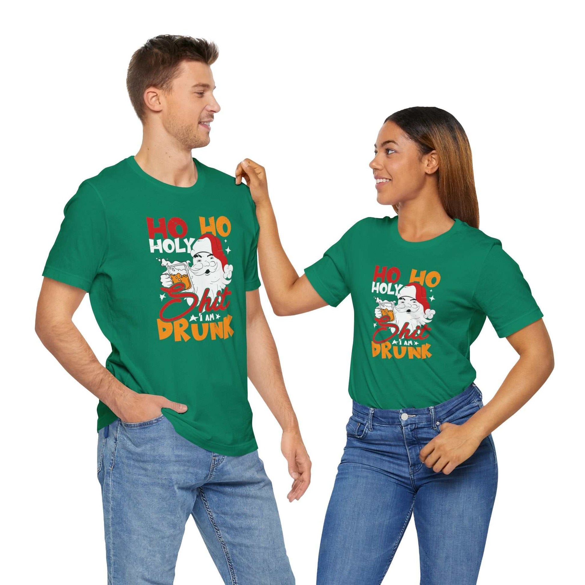 Holiday Funny Alcohol Drunk Santa Xmas Green Shirt