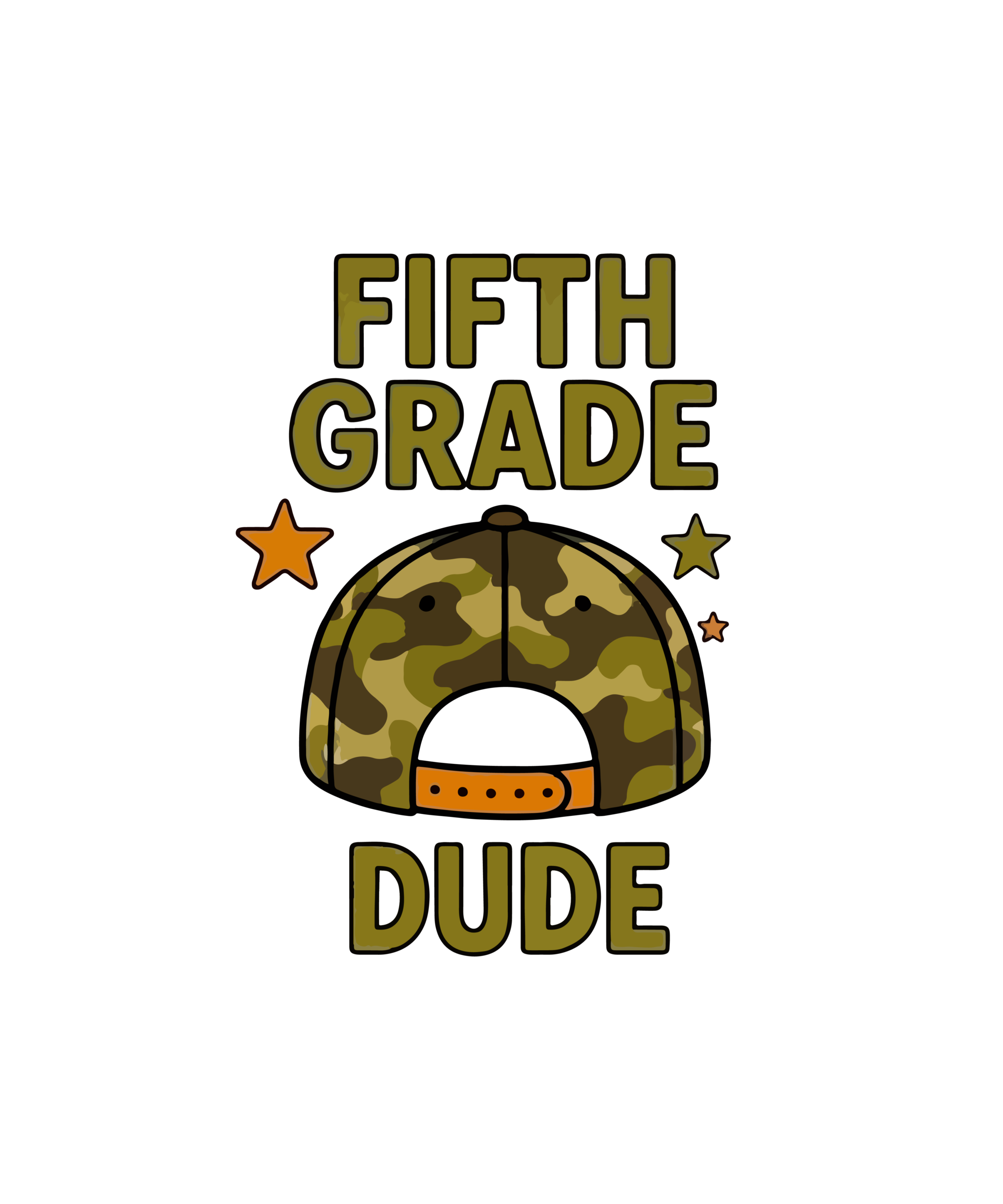 Retro camo hat for youth with Watch Out Kindergarten DTF prints pre-K to 5th grade