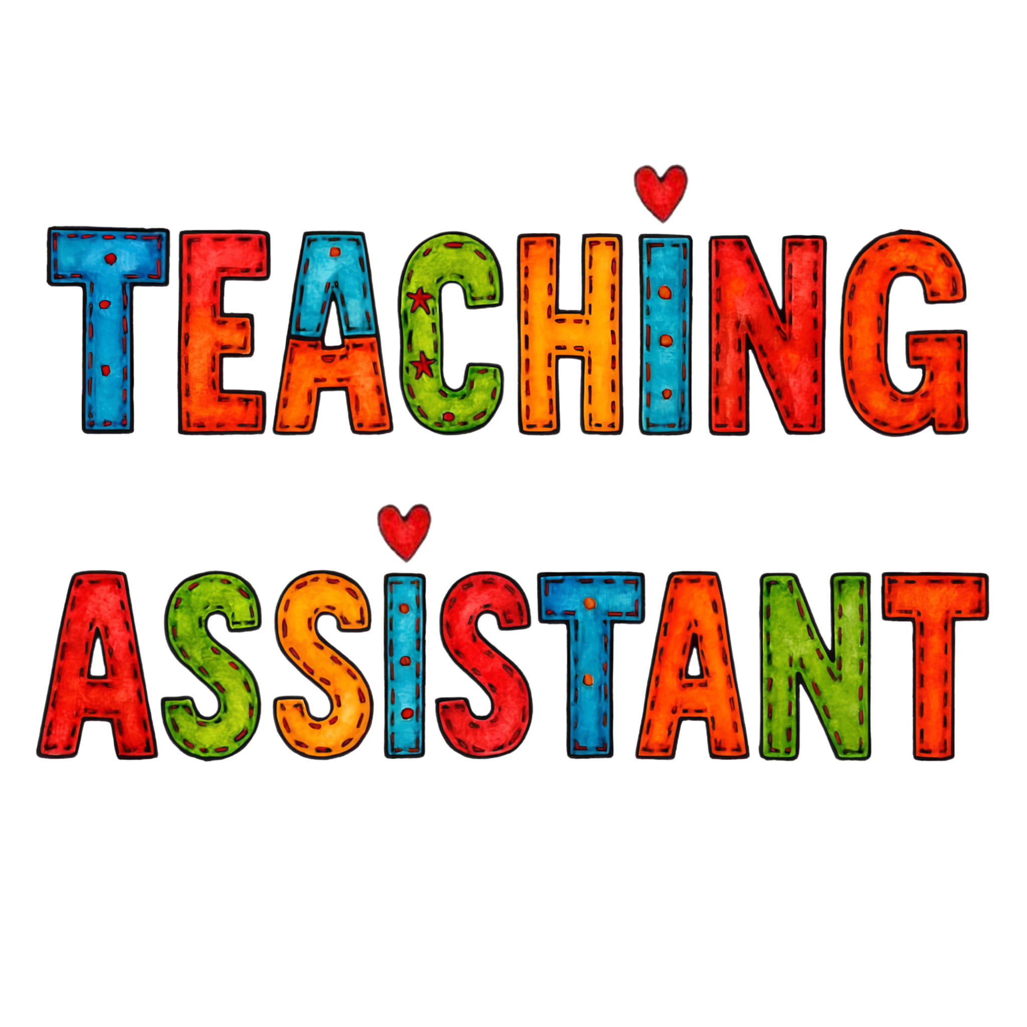 Teaching Assistant DTF print design with vibrant colors for apparel customization