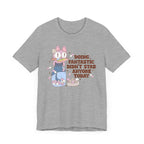 Mental Health Matters Shirt with distressed cat design and humorous text on gray short sleeve tee.