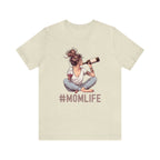 #MomLife wine shirt featuring a playful mom graphic with a wine bottle, capturing the essence of motherhood.