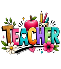 Colorful Teacher design DTF print for apparel with Watch Out Kindergarten theme