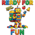 Colorful Ready For Fun Block Builder Youth DTF Print featuring Watch Out Kindergarten design