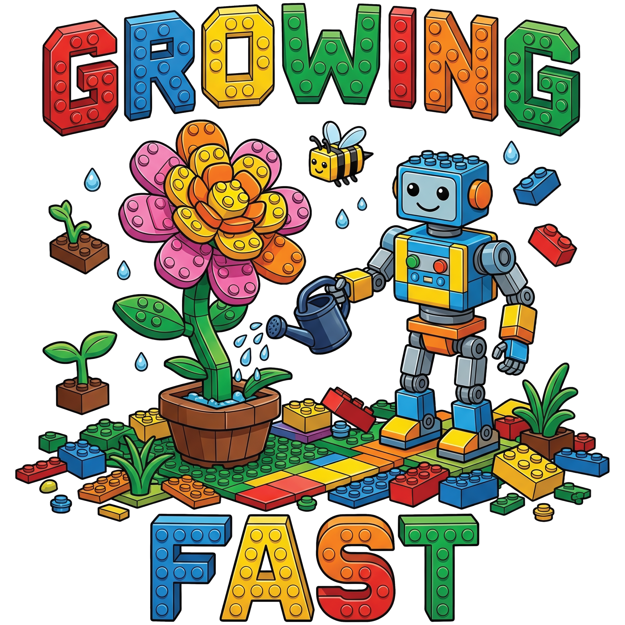 Watch Out Kindergarten Growing Fast Block Builder Youth DTF Print design