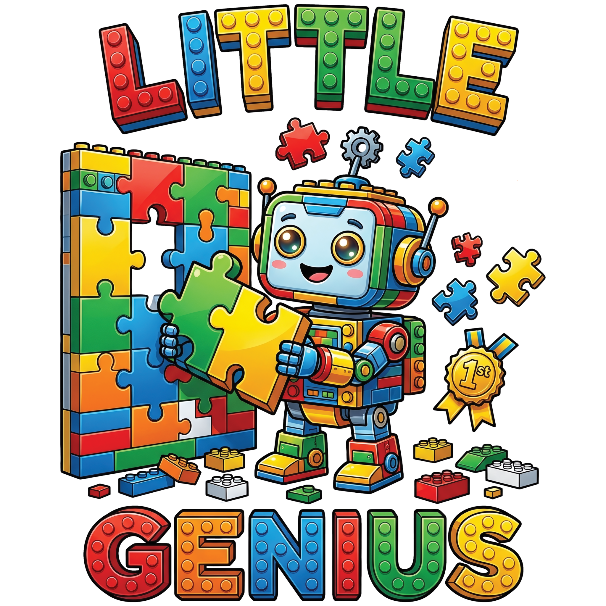 Watch Out Kindergarten Little Genius Block Builder youth t-shirt design