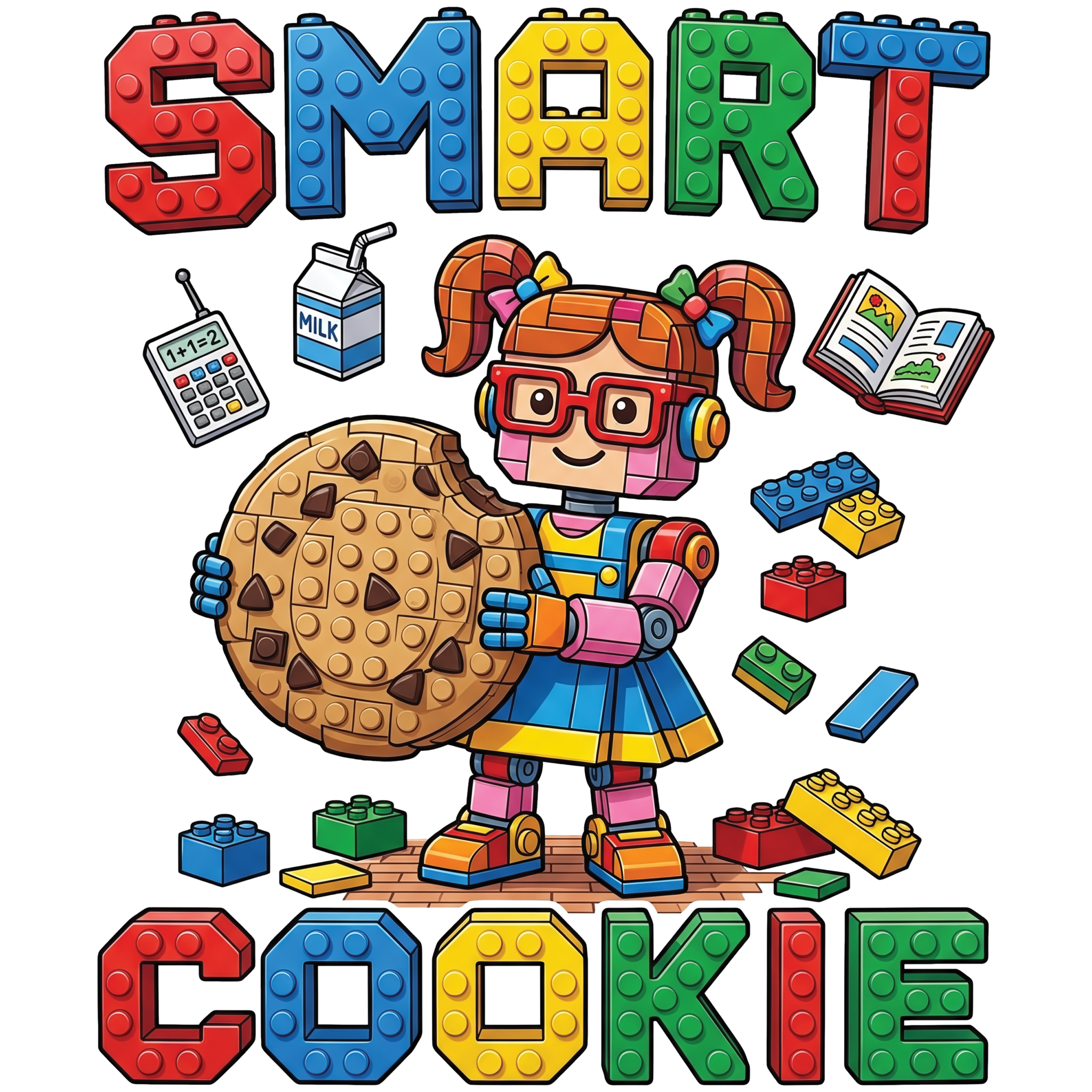 Watch Out Kindergarten Smart Cookie Block Builder youth t-shirt design for DTF print