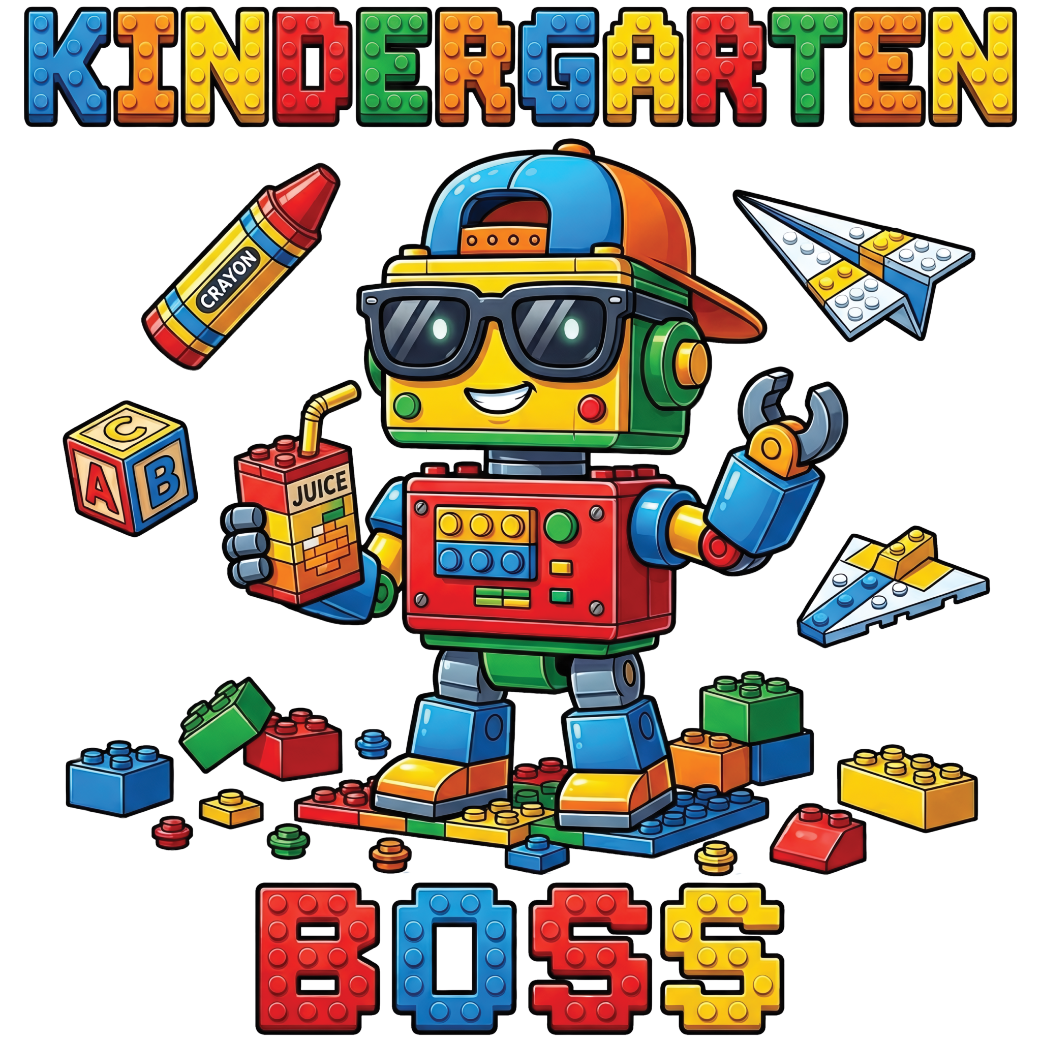 Watch Out Kindergarten Boss Block Builder youth colorful DTF print design