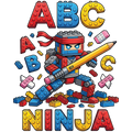 Watch Out Kindergarten ABC Ninja Block Builder youth DTF print design