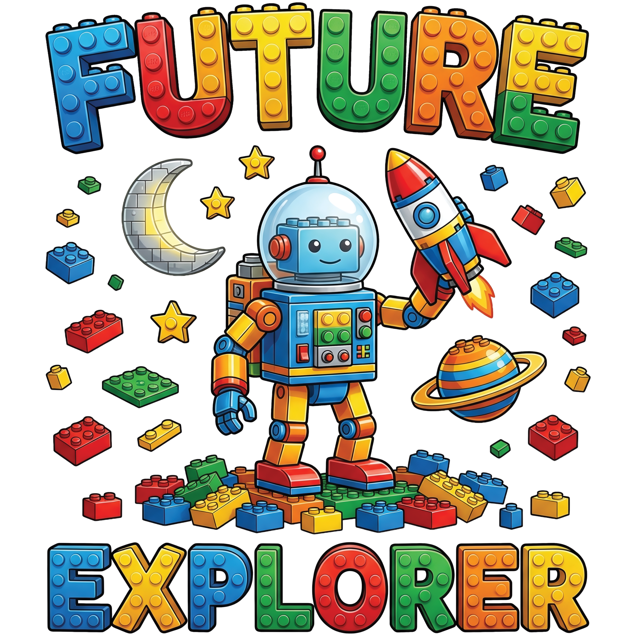 Watch Out Kindergarten Future Explorer Block Builder Youth T-shirt DTF print design