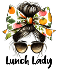 Lunch Lady Mom Bun DTF print design for "Watch Out Kindergarten" on various apparel and accessories